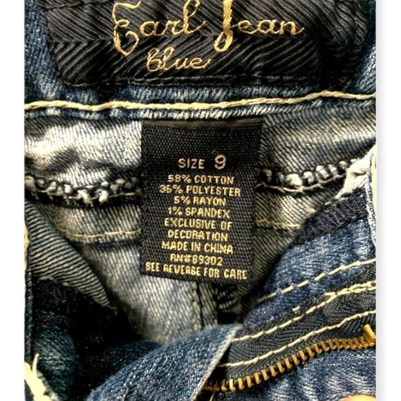 💗 Earl Jeans Medium Dark Wash Emblished Crop Jeans Juniors Size 9 - Picture 6 of 6